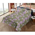 thumbnail image 4 of Ambesonne Magnolia Pattern Fitted & Flat Sheet with Sham 3 Pcs Set, Simple Floral Leaf, Twin, Olive Green Lavender, 4 of 5