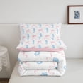 thumbnail image 5 of jejeloiu Watercolor Seahorse Bow Full Size Comforter Sets For Girls,Delicate Ocean Ribbon Bedding Comforter Set,Blue White,Pink Reversible,3 Pieces,1 Comforter and 2 Pillowcases, 5 of 7