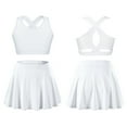 thumbnail image 6 of Yanarno Kids Girls Tennis Golf Outfit 2 Piece Plain Crop Top & Skater Skirt Set Sport Training White 8, 6 of 7