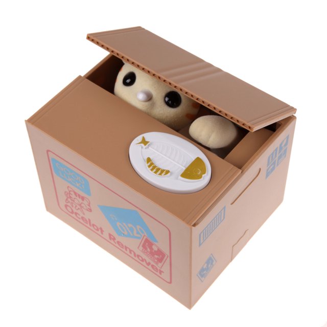 Wdftyju Adorno para caja de ahorro de dinero con alcancía automatizada de robo de gato eléctrico (amarillo) Wdftyju 9rf1dg2fx4rw6D02