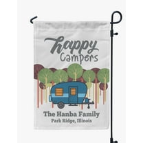 Printtoo White Happy Campers Retro Camp Trailer Personalized Camping Flags For Campers Double SidedFlagCampsiteFlagOutdoor Garden Sign