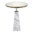 thumbnail image 2 of Accent Table with Mirror Top and Faux Marble Pedestal Base, White- Saltoro Sherpi, 2 of 5