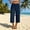 Navy, variant on Asgosdo Women Cotton Pants Elastic Waisted Drawstring Solid Color Capris Casual Beach Trousers with Pockets