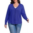 thumbnail image 2 of Cueply Plus Size Cardigan for Women Open Front Button V-Neck Long Sleeve Ribbed Wave Edges Lightweight Sweaters, 2 of 9