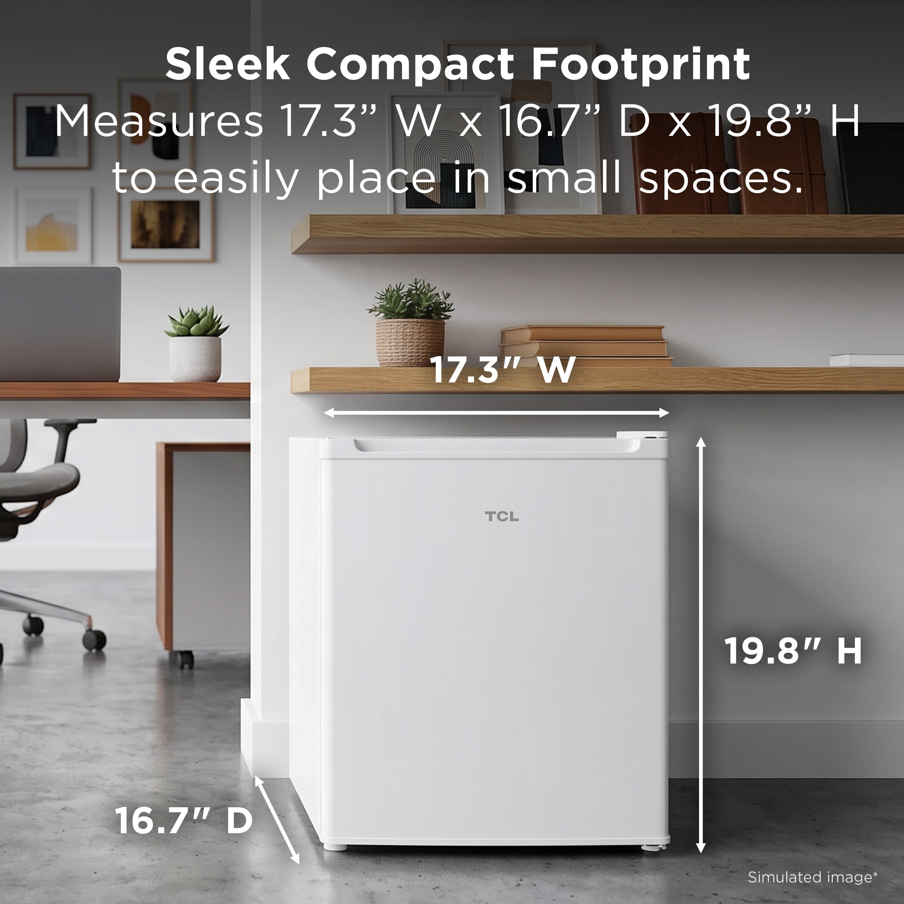 TCL 1.7 Cu ft Compact Refrigerator with Chiller (White) - Single Door Mini Fridge with Adjustable Thermostat, Reversible Door, Energy Star, Perfect for Dorm, Office, Game Room - TRM017S4AW