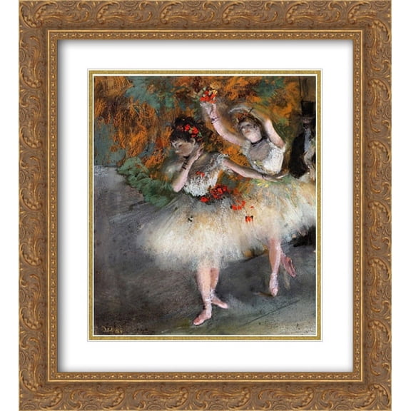 Edgar Degas 2x Matted 20x22 Gold Ornate Framed Art Print 'Two Dancers Entering the Stage'