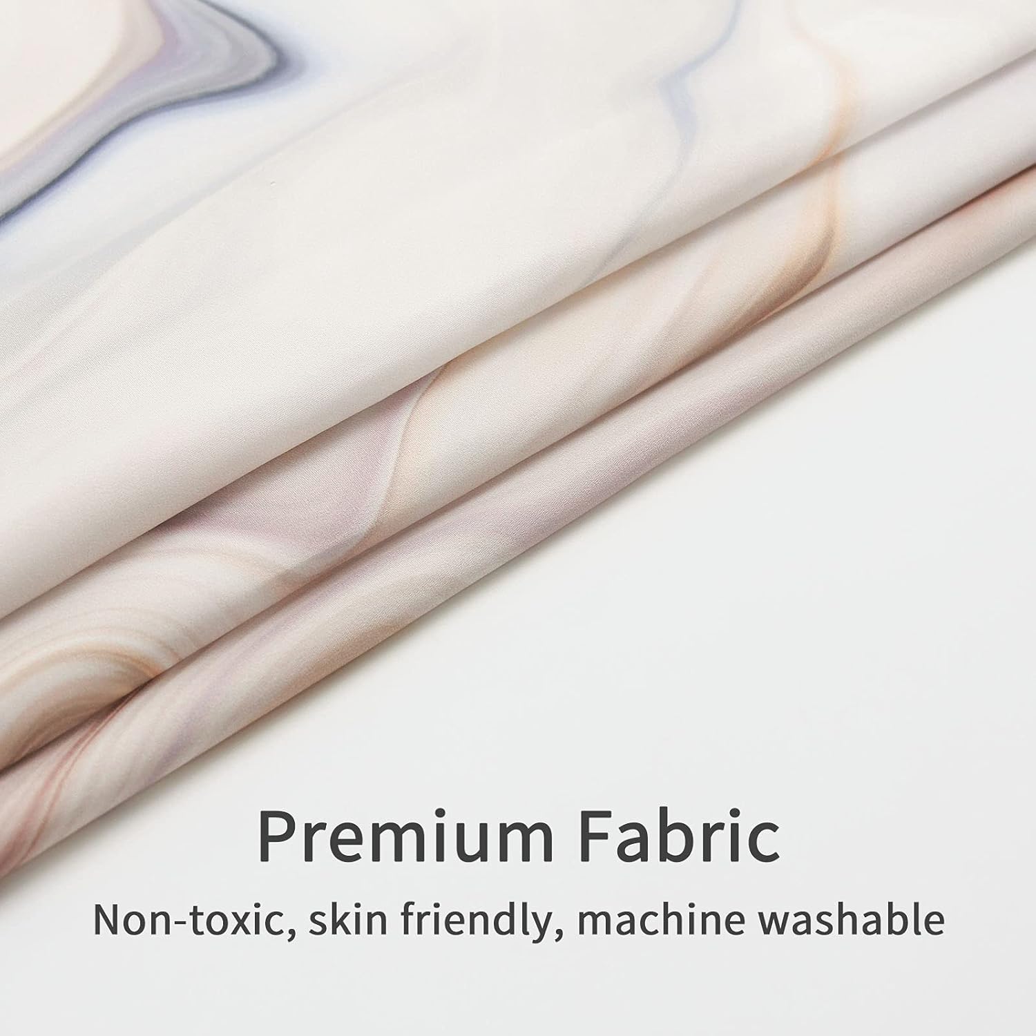 Extra Long Shower Curtain 72 x 84, Brown Marble 84 inch Shower Curtain Set with Hooks, Modern Luxury XL Shower Curtain for Bathroom Decor, Abstract Washable Taupe Fabric Shower Curtain
