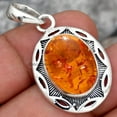 thumbnail image 2 of Solid 925 Sterling Silver Pendant For Men Women, Amber Oval Gemstone Handcrafted Pendant For Mother's Day Gift, 2 of 2