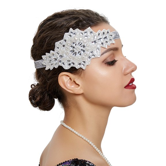 UPGRATOR Prom Hair Accessories 22X10CM 1Pcs White Rhinestone Headband Fascinator Headdress