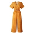 thumbnail image 2 of Baqcunre Women's V-Neck Pocket Elastic Waist Jumpsuit,Color Yellow,Size S-XL, 2 of 4