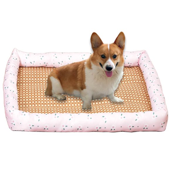 Apuakthei - Bonita alfombrilla para cama de perro, arena para gatos refrescante, colchón para jaula de perro, suministros para camas de mascotas, cama para jaula de mascota con soporte firme para