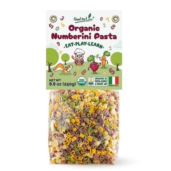 Organic Numberini Pasta - Eat. Play. Learn, 8.8 oz (Pack of 1 ) – Non-GMO, Bulk – by Food to Live