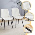 thumbnail image 4 of Noble House 32.2" Dining Chairs, Extended Cushion PU Leather, Black Cross Metal Legs, White & Dark Gray, Set of 4, 4 of 9