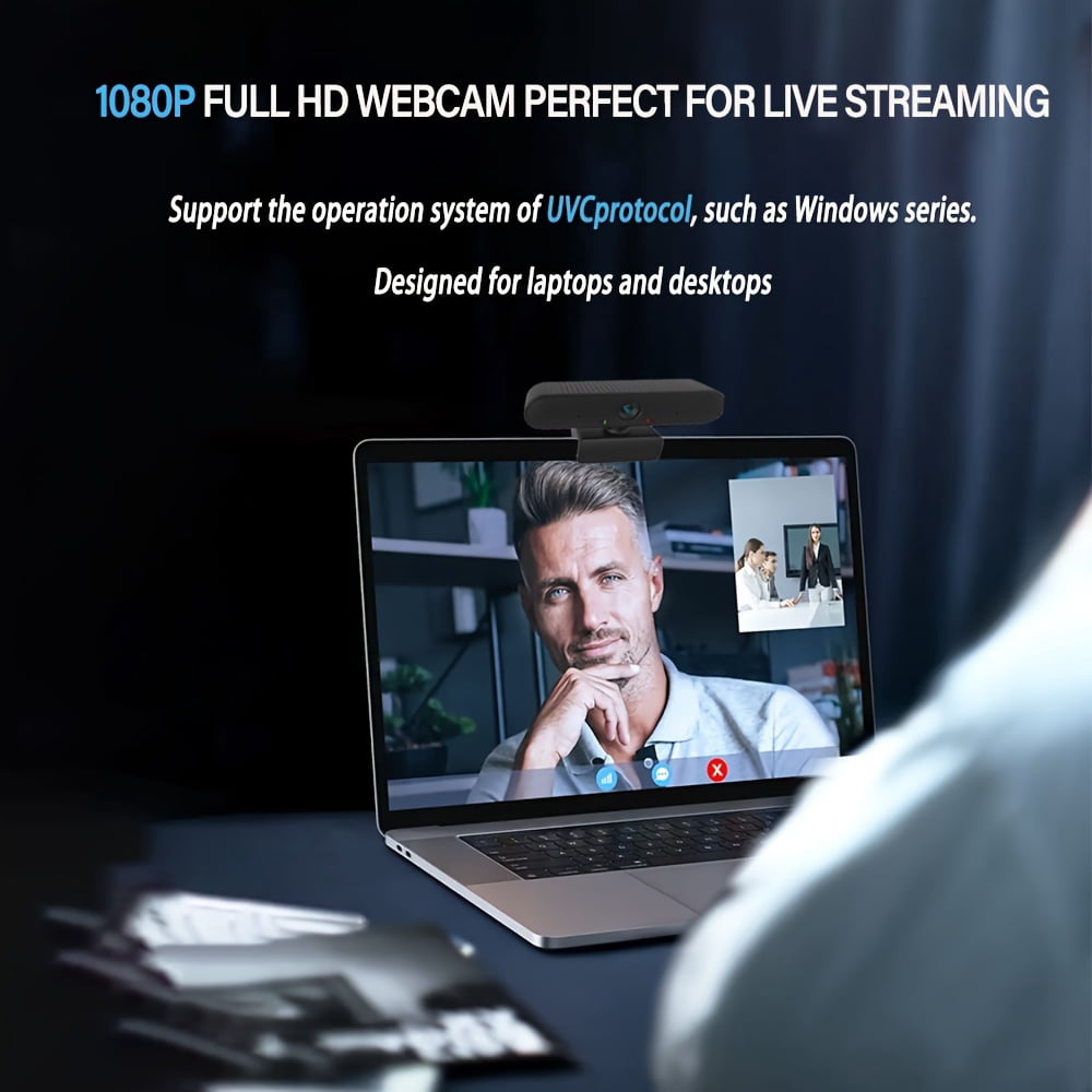 1080P USB Webcam with Privacy Cover, Tripod, WideAngle, 360° Rotation,  and Play for Zoom, Streaming, Video Calls