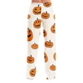 thumbnail image 6 of Bexdxz Halloween Pajama Pants Women Cute Funny Pumpkin Print Pajamas Casual Elastic Waist Pants Fall Pajamas Orange#1 M, 6 of 9