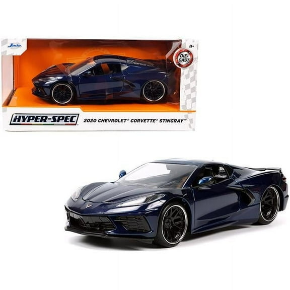 2020 Chevrolet Corvette Stingray C8 Dark Blue Metallic "Hyper-Spec" Series 1/24 Diecast Model Car by Jada