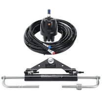 KFFKFF Hydraulic Steering Kit for Outboards, Up to 150HP, Nautical Vessel Hydraulic Steering Mechanism, Includes Helm Pump, Dual-Lock Cylinder, and 26ft Hydraulic Steering Tube
