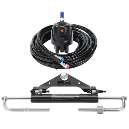 KFFKFF Hydraulic Steering Kit for Outboards Up to 150HP Nautical Vessel Hydraulic Steering Mechanism Includes Helm Pump Dual-Lock Cylinder and 26ft Hydraulic Steering Tube