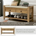thumbnail image 3 of Wooden Entryway Shoes Bench Vintage Shoes Storage Organizer with Cushion and Drawers, 3 of 6