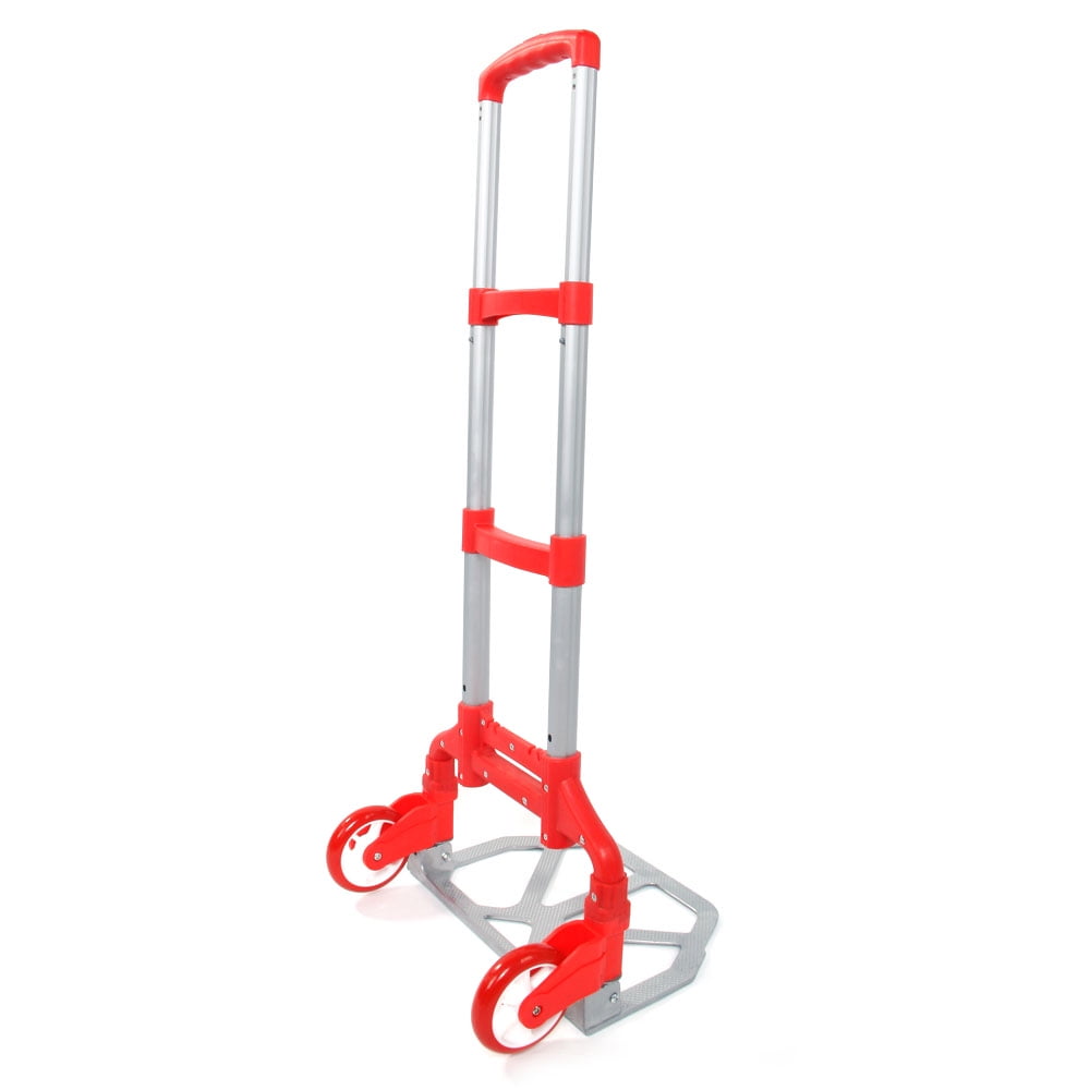 UBesGoo Portable Aluminum Folding Hand Truck Dolly Heavy-Duty Luggage Trolley Cart w/Telescoping Handle and PU Rubber Wheels for Home, Auto, Office,Travel Use (Multi-color)