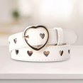 thumbnail image 6 of Women PU Leather Belt with Buckle Waist Strap Adjustable Waistband Heart Belt for Dress Decor Pants , white, 6 of 8