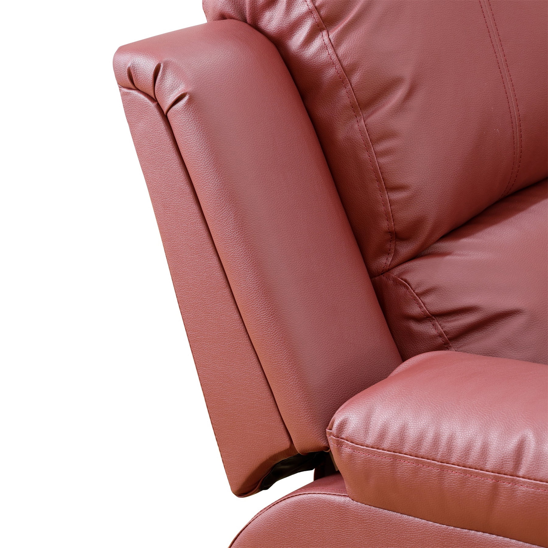 Hommoo Semi PU And PVC Leather Manual Recliner Chairs for Living Room & Home Theater, Reclining Lounge Chair 160° Recline, Red