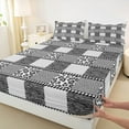 thumbnail image 3 of jejeloiu Cheetah Leopard Print Full Size Sheets,Patchwork Geometric Plaid Bed Sheets,Gray Zebra Print Sheet Sets For Teens Kids,Breathable Home Decor,4-Piece, 3 of 7