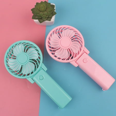 

Fogcroll Handheld Fan 4 Blades Button Switch Soft Natural Wind Single Gear Quiet Operation Small Size Battery Powered Cooling Fan Travel Supply