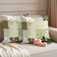 thumbnail image 2 of Spring Floral Outdoor Waterproof Pillow Covers, Yellow Flowers Botanical Patchwork Grid Bohemia Decorative Square Throw Pillowcase Sofa Cushion Sham for Patio/Couch/Chair, 16"x16" 2 Pack, 2 of 8
