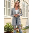 thumbnail image 6 of Cardigan Sweaters for Women Casual Open Front Long Sleeve Knit Coat with Pockets Trendy Light Gray S, 6 of 8