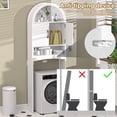 thumbnail image 7 of HARIPUL Over Toilet Storage Cabinet, Bathroom Space Saver Organizer with Doors and Shelves, Freestanding, Gray, 7 of 7