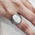 thumbnail image 6 of Howlite Mans Ring, Natural White Howlite Ring, Birthstone, Silver Jewelry, 925 Silver Ring, Birthday Gift, Heavy Mens Ring, Arabic Design, Ottoman Style Ring, Christmas, Turkey Mens Signet Ring, 6 of 7