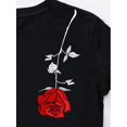 thumbnail image 2 of Valentine's Day Rose Graphic Casual Short Sleeve Top, Round Neck Sports T-shirt, Women's Activewear, 2 of 7