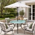 thumbnail image 4 of Round Outdoor Tablecloth with Umbrella Hole and Zipper, Aqua Marble Fitted Table Cover with Elastic Edge for 36-44 Inch, Modern Abstract Waves Silvery Farmhouse Waterproof Patio Tablecoths for Picnic, 4 of 9