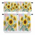 thumbnail image 2 of Kitchen Window Curtains Valance and Tier Set, Watercolor Spring Sunflowers Rod Pocket Tier Curtain Valance Set, Farm Floral Art Light Filtering Cafe Curtains for Bedroom Living Room, 2 of 9
