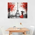 thumbnail image 2 of COMIO  Romantic Couple Walking in The Rain Eiffel Tower Red Tree Canvas Black and White Painting Wall Art Poster Modern Home Decor for Living Room Bedroom Framed Ready to Hang, 2 of 4