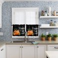 thumbnail image 6 of Orange Pumpkin Kitchen Curtains Valance and Tier Set 3 Pieces, Black Happy Fall Yall Small Window Curtains Set, 36 Inches Length Rod Pocket Short Window Treatment Tiers for Bathroom Cafe, 6 of 7