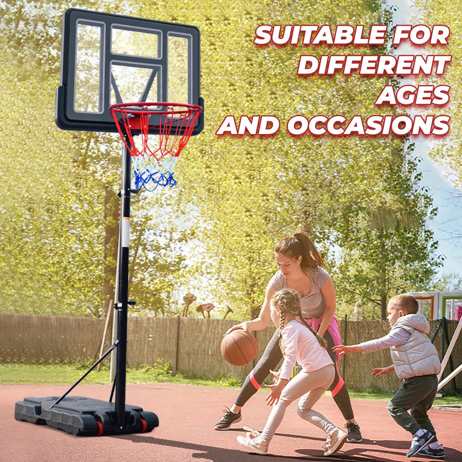 Portable Basketball Hoop  5.6-10ft Adjustable Goal System 40/44 Inch Outdoor & Goals For And Adults In The Backyard Driveway With Pc Backboard