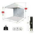 thumbnail image 3 of CROWN SHADES 8x8 Pop Up Canopy with 1 Side Wall One Push Setup Easy Outdoor Sun Shade for Events Parties Camping White, 3 of 6