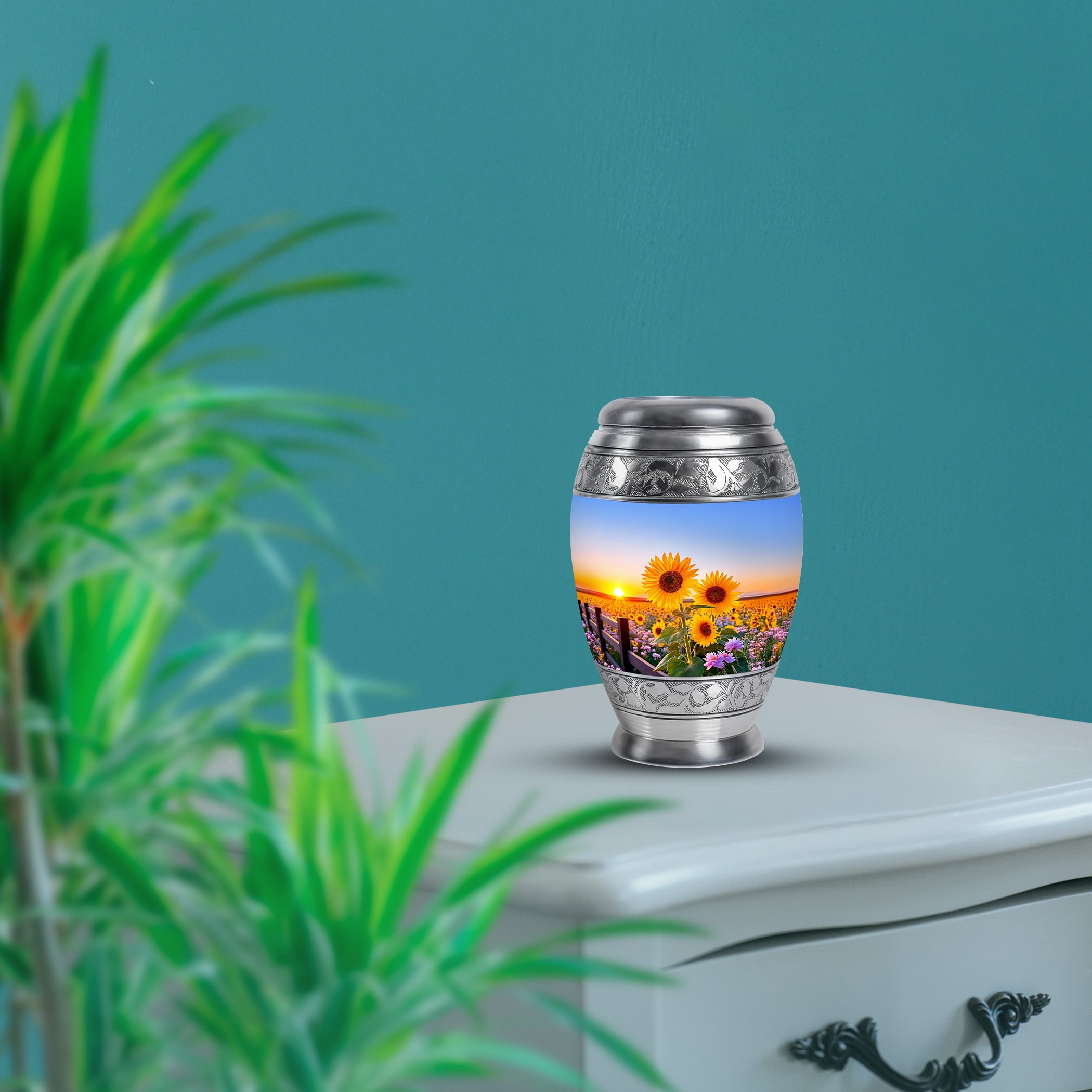 SABURIAL Sunflower Urn - Keepsake Funeral Urn - Mini Burial Urns For Human Ashes Adult Women - 3 Inch - Decorative Urns For Mom & Dad