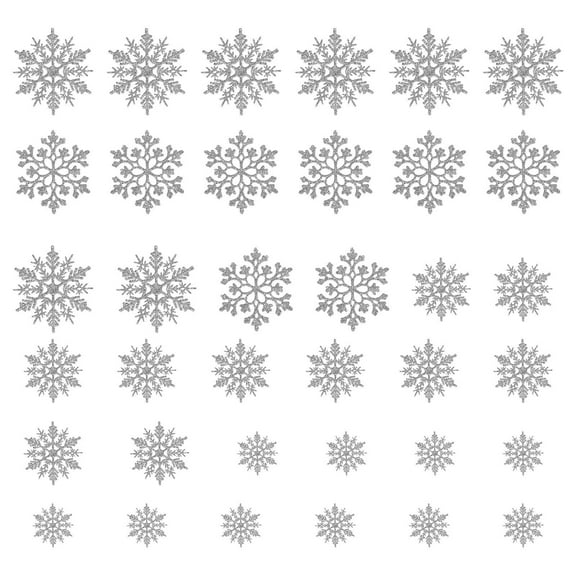 Winter Snowflake Hanging Ornaments Decors, Denbek 36 Glittering Snowflake Decorations | Plastic Christmas Tree, Window, And Door Accessories For Festive Holiday Decor, Outdoor Christmas Decorations