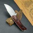 thumbnail image 3 of Fixed Blade Knife with Sheath, EDC Outdoor Knife, 8Cr13Mov Steel Knife, Men's Gift and Outdoor Enthusiast Hiking/Camping Gift (Stabilised Wood Handle), 3 of 6