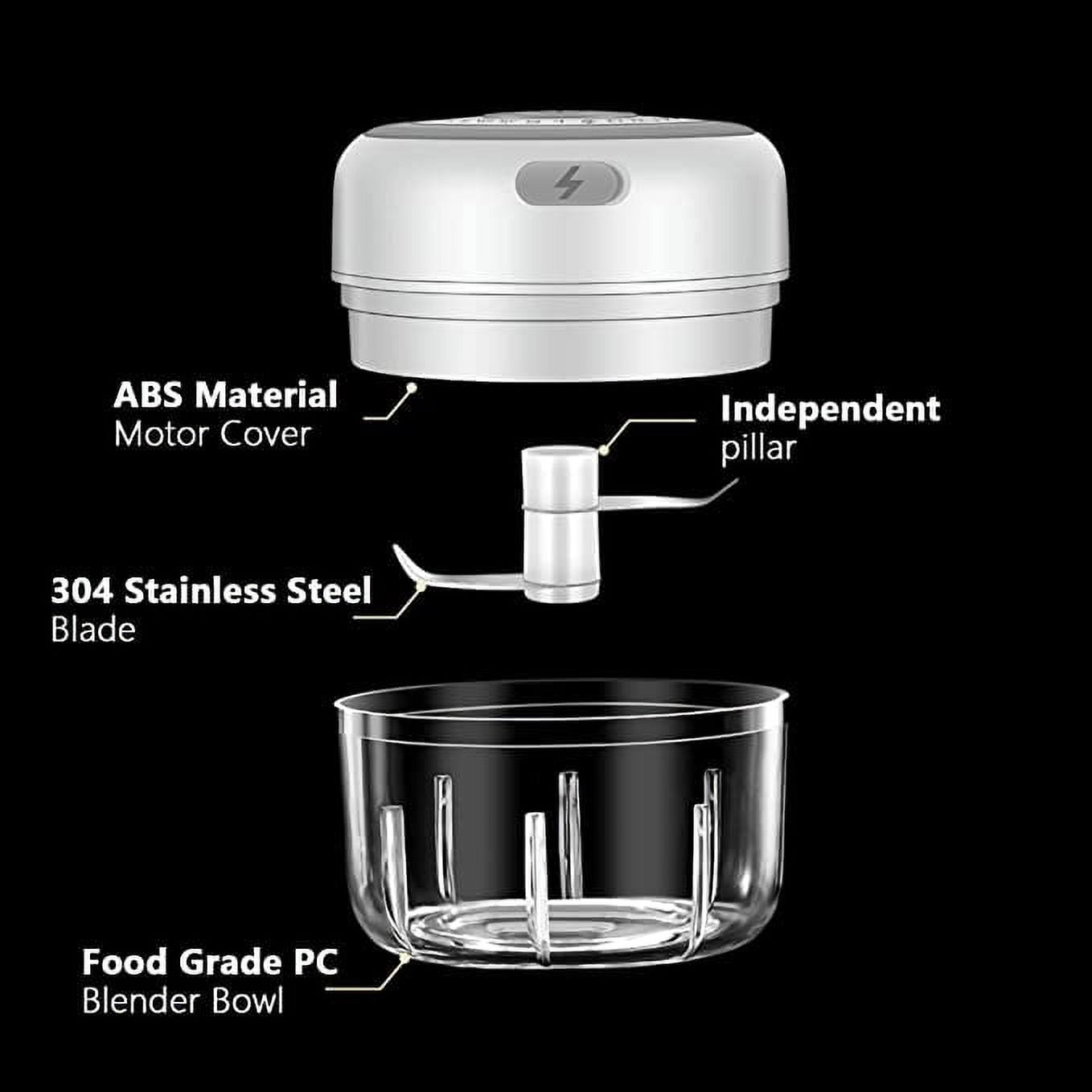 Electric Herb Grinder for Spice- Efficiency 3.4oz Large Grinder for Grinding Fresh and Dry Herb, Portable USB Charge with Clear Chamber, for Fruit,Spices Garlic,Meat.