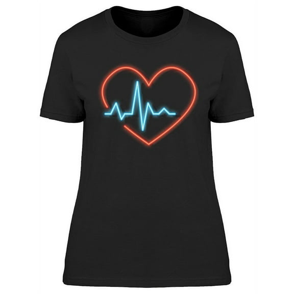 Heart Pulse Rate Neon Design T-Shirt Women -Image by Shutterstock, Female Medium