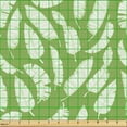 thumbnail image 2 of Ambesonne Tropical Fabric by the Yard Upholstery, Leather-Like Leaves Art, 3 Yards, Pale Olive Green White, 2 of 5
