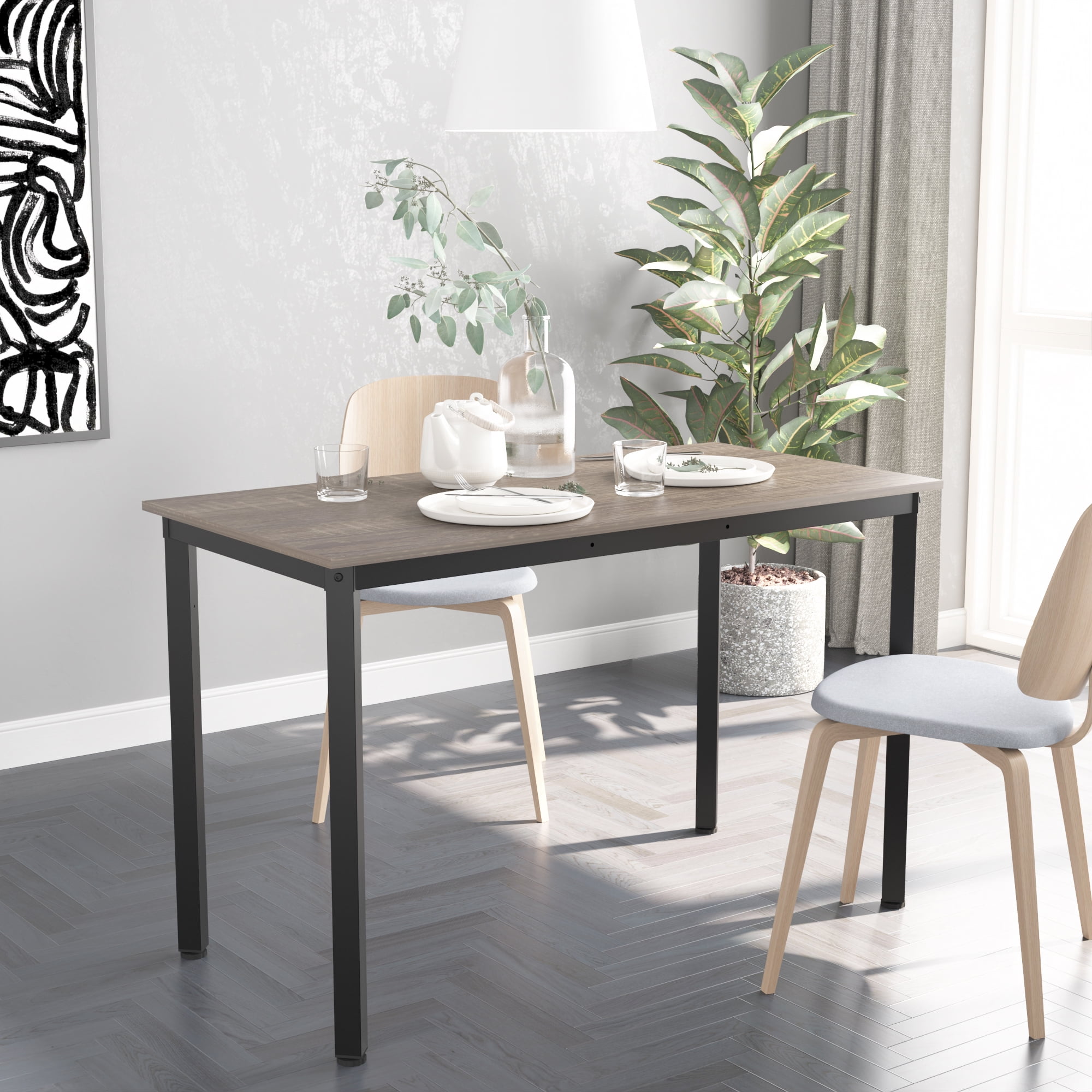 39" Simple Wood Dining Table, Rectangle Kitchen Table for Home Small