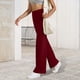 thumbnail image 4 of Amzcrzy Pantalones Yoga Mujer Color Liso - Cintura Elástica, Control Abdominal, Corte Acampanado, Leggings Elásticos Cómodos, Bolsillos S-2XL Rojo, 4 of 7