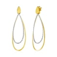 thumbnail image 1 of ARAIYA JEWELRY 14K Two Tone Gold Textured and Polished Open Teardrop Post Earrings for Women, 1 of 3