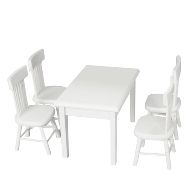 Weiweiguan 1 Set Mini House Furniture Wooden Table Chair Set Simulated Furniture Decor