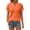 Orange, variant on Women's Short Sleeve Jacquard Blouse,Elegant Diamond Textured V Neck Henley Top,Cute Button Detail Casual T-Shirt with Rolled Cuffs for Daily Office Wear